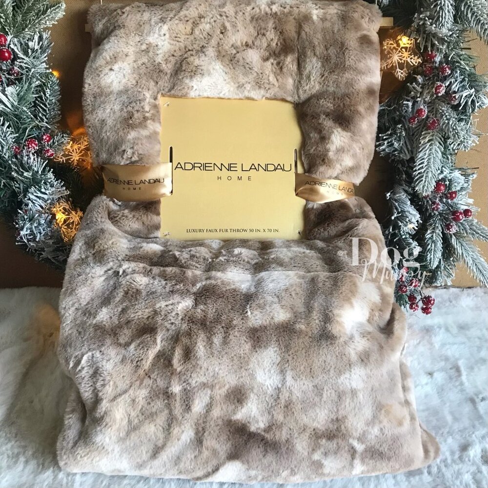 Adrienne Landau Home Super Plush Luxury Textured Tan Throw Blanket